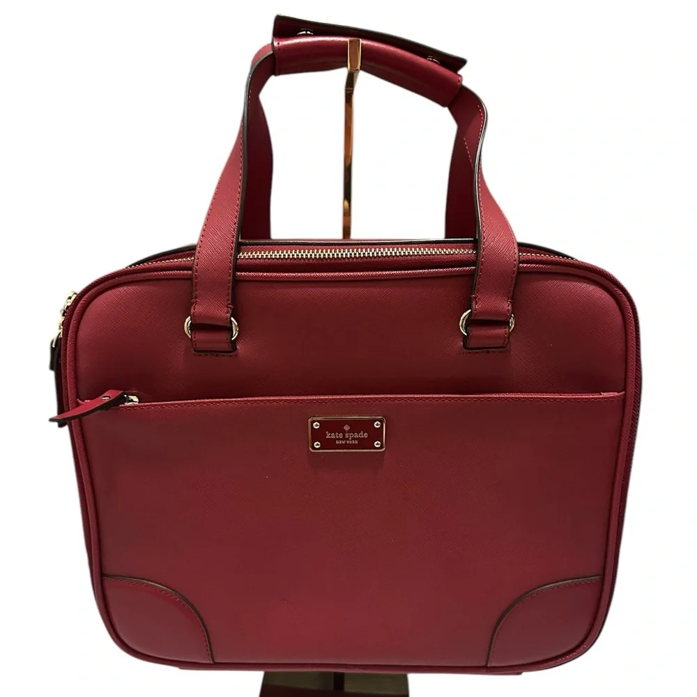 Kate Spade EUC Red Saffiano Leather Bon Voyage Suitcase Topper Travel Bag